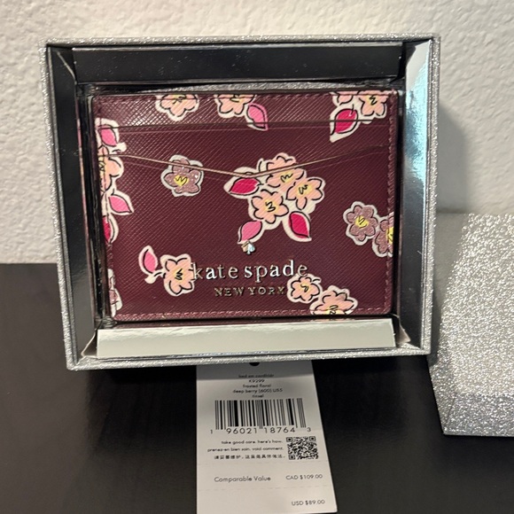 kate spade Accessories - NIB KATE SPADE Small Floral Printed Cardholder Wallet In Frosted Floral